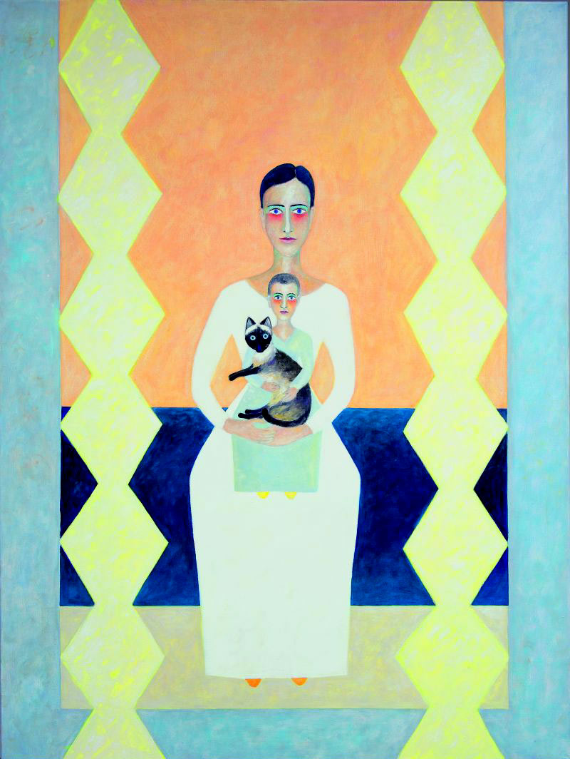 Madonna mit Kind und Katze 2009 Öl auf Leinwand 120x160cm